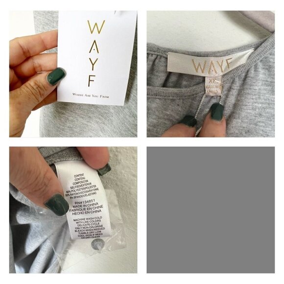 Wayf coastal Midi Dress XSMALL Heather Gray Split cap Sleeve NEW - Picture 8 of 8